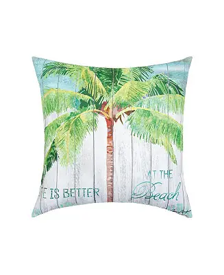 Hassle-Free Returns At The Beach Coastal Tropical Beach Premium Indoor/Outdoor Accent Throw Pillow, 18" x 18"