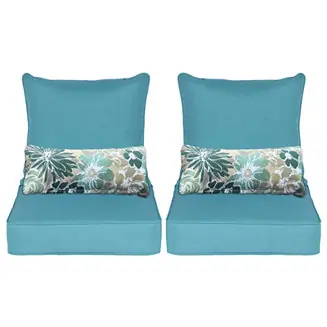 Outdoor Deep Seat Chair Cushion Set with Olefin Fabric Slipcover and Sponge Foam, 6-Piece Set Final Sale