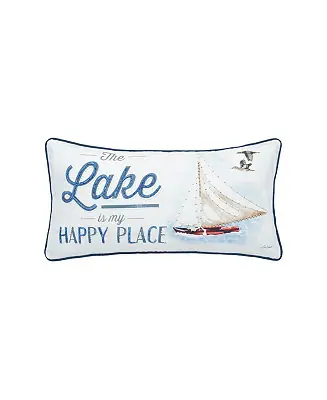 12" x 24" Lake Is My Happy Place Embellished Throw Pillow Save Now