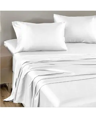 Satin Washable Flat Sheet, White, King Price Cut