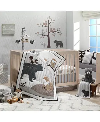 Cheap Baby Woodland Forest Animal Nursery 5-Piece Crib Bedding Set - Gray