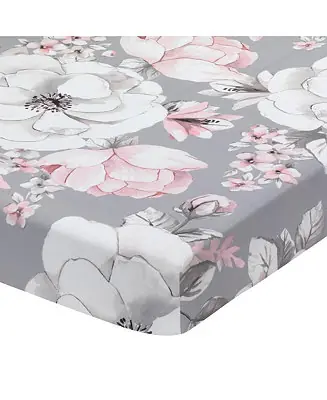 Signature Botanical Baby Watercolor Floral Cotton Crib Sheet - Gray Genuine