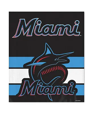Miami Marlins Ultra Plush 50" x 60" Throw Blanket Express Delivery