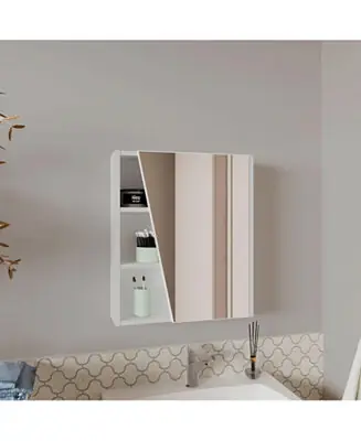 Piney Medicine Cabinet, 1 Door, 5 Shelves, 1 Mirror, White New Arrival