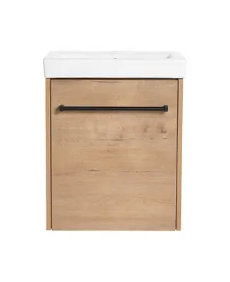 Buy Online 18 Inch Floating Bathroom Vanity with Ceramic Sink and Soft-Close Cabinet Door