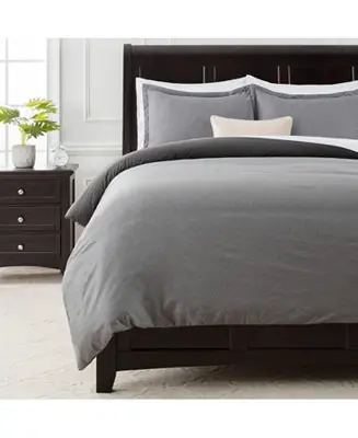 Big Sale Premium Faux Linen Bedding Duvet Cover 3-Piece Soft Luxury Set - Double Brushed Breathable Microfiber Comforter Cover - Breathable Washable Wrinkle and Stain Resistant - Charcoal Queen Size