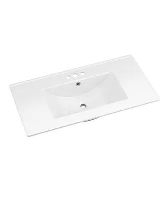 Bathroom Ceramic Vanity Top with Three Holes in White Authentic