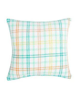 Markdown Bunny Trail Plaid Woven Spring Easter Themed Accent Throw Pillow, 18" x 18"