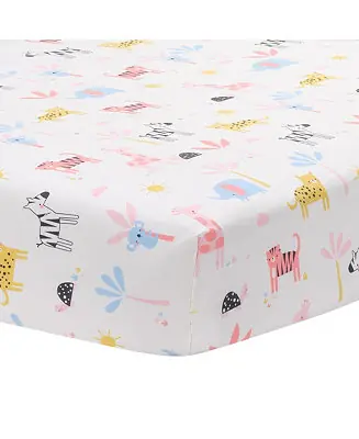 Snuggle Jungle Pastel Safari Cotton Jersey Baby Fitted Crib Sheet Bulk Order