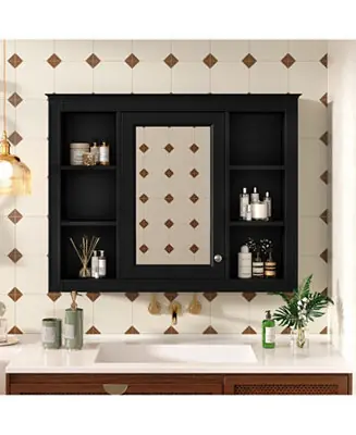 35" x 27.5" Wall Mounted Bathroom Medicine Cabinet with Mirror and 6 Open Shelves (No Vanity) Limited Time