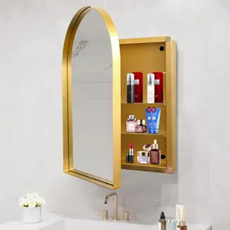 24x36" Recessed Gold Metal Medicine Cabinet with Mirror Money Back Guarantee