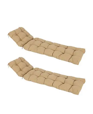 High Quality 76" x 22" x 5.1" Polyester Tufted Chaise Lounge Cushion,Water-Resistant & Fade-Resistant Cushion for Outdoor Wicker Chaise Lounge Use, Set of 2