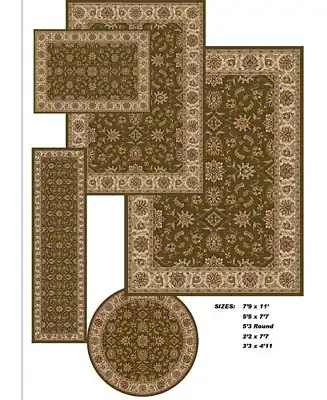 Worldwide Shipping CLOSEOUT! Area Rug Set, Vienna Collection 5 Piece Set Meshed Sage