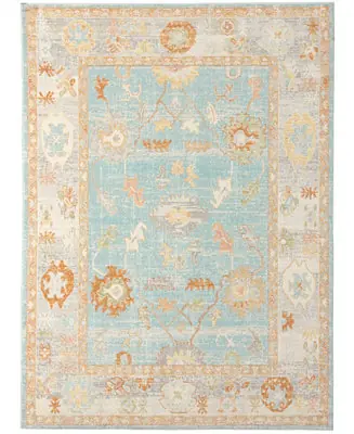 Bohemian BHM-3 Aqua and Beige 7'9" x 9'9" Outdoor Area Rug Secure Checkout