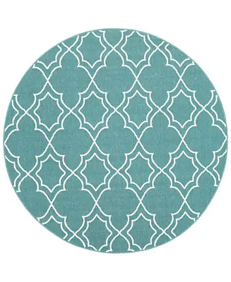Direct From Factory Alfresco ALF-9653 Teal 7'3" Round Area Rug, Indoor/Outdoor