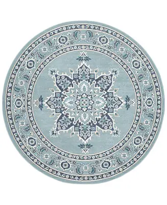 Best Choice CLOSEOUT! Alfresco ALF-9687 Aqua 5'3" Round Area Rug, Indoor/Outdoor