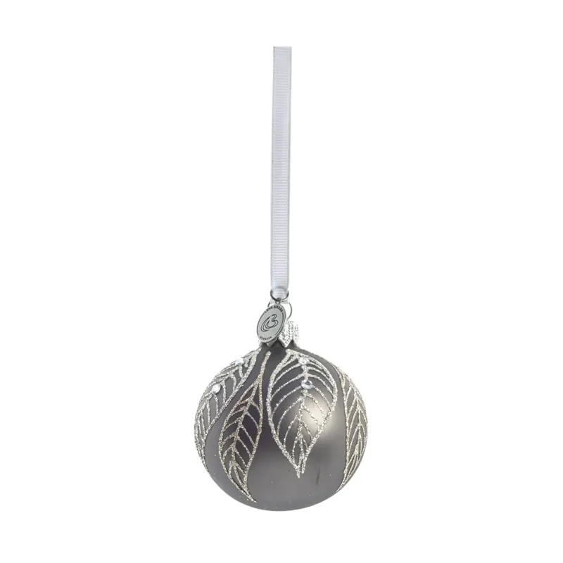 Cadelia Christmas bauble Ø6 cm, Dark grey, leaf In Demand