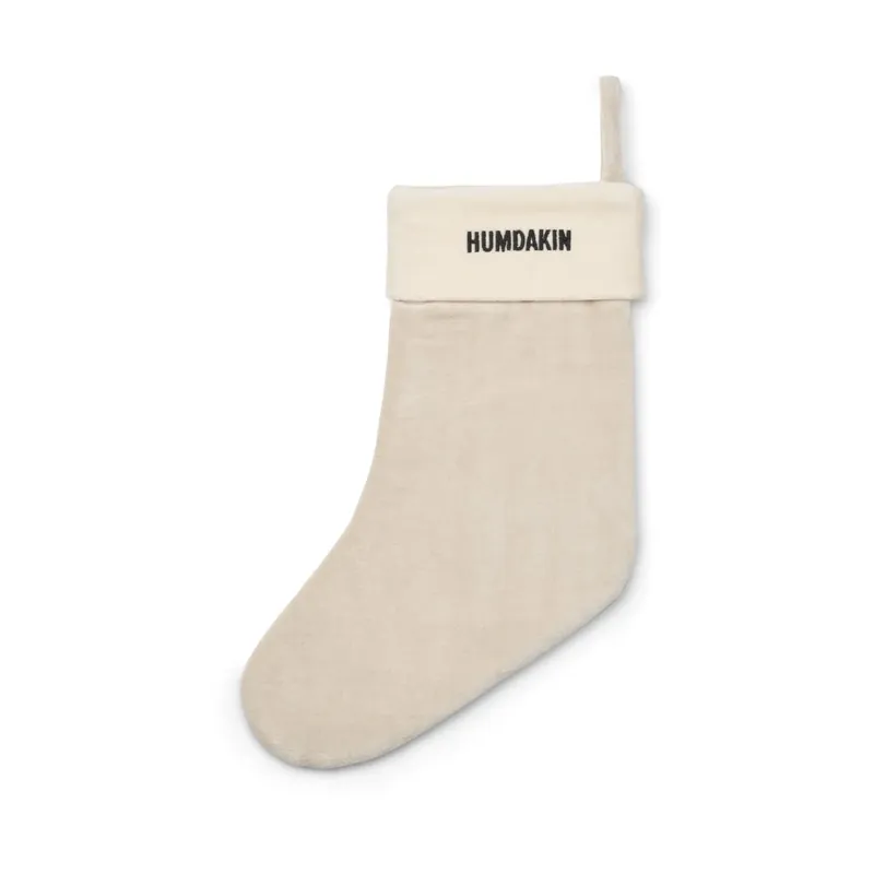 Brand New Humdakin Christmas stocking velvet, Light stone