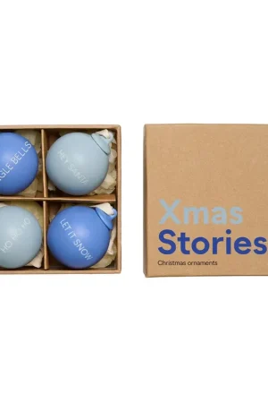 XMAS Stories christmas bauble Ø4 cm 4 parts, Cobalt blue-light blue Authentic