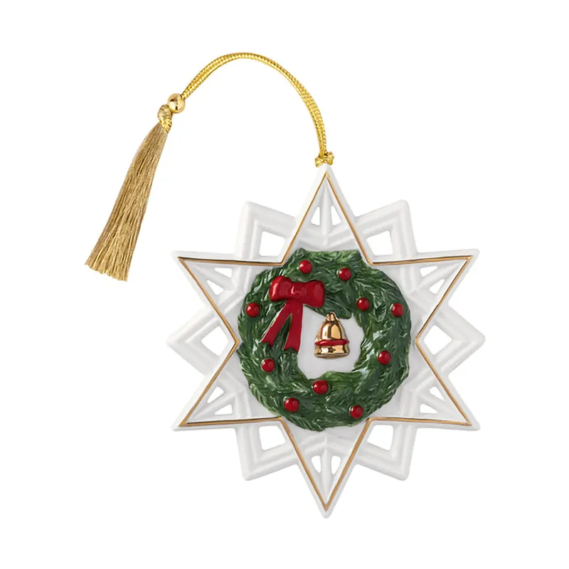 Christmas Classics star ornament, White-Green Order Now