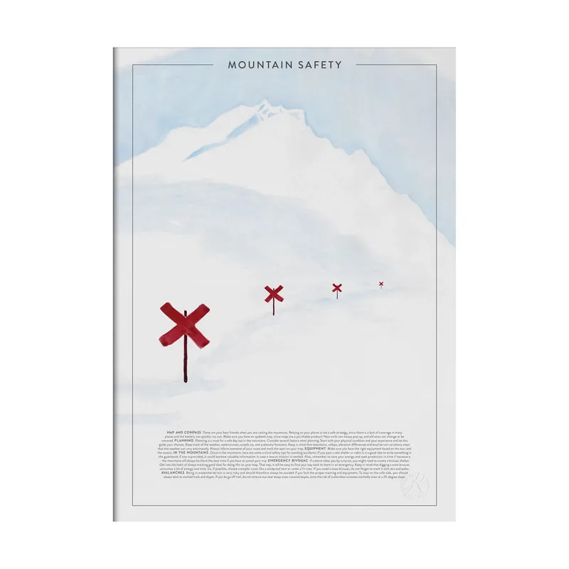 Mountain safety poster, 50x70 cm Same Day Shipping