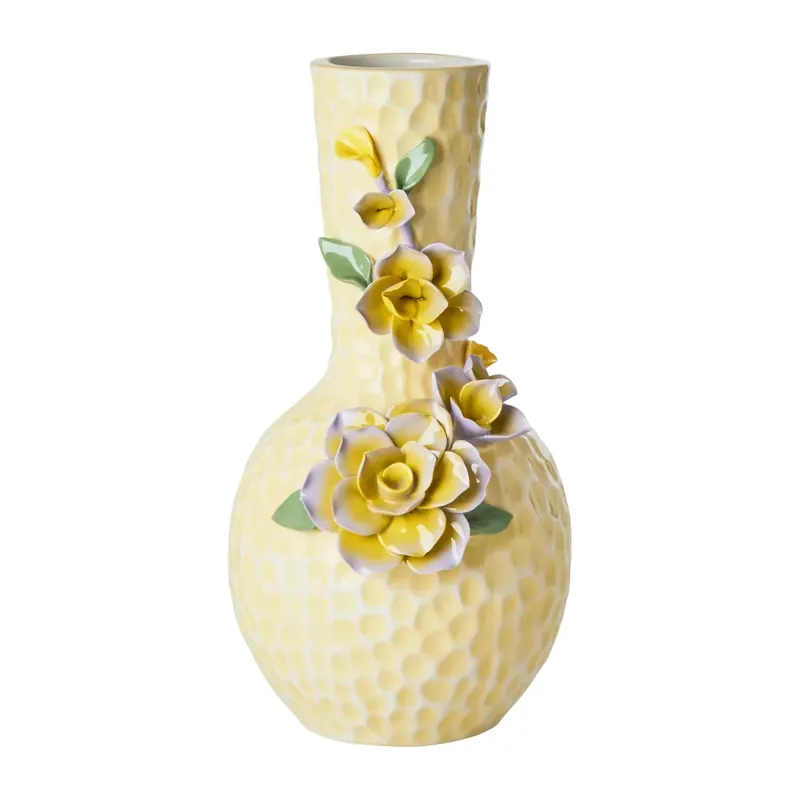 Free Returns Rice Flower Sculpture vase 25 cm, Cream
