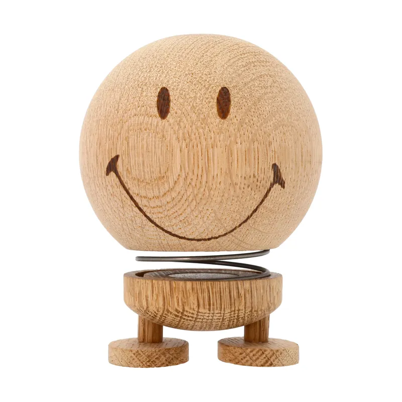 Crafted Hoptimist Smiley M figure, Raw oak