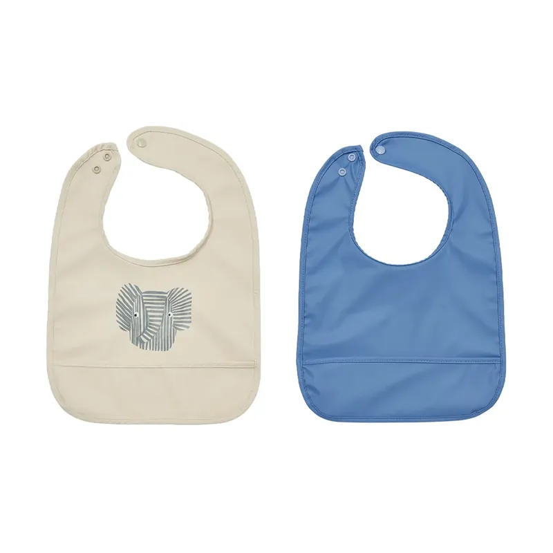 Erik Elephant bib 2-piece, Beige-blue Luxury