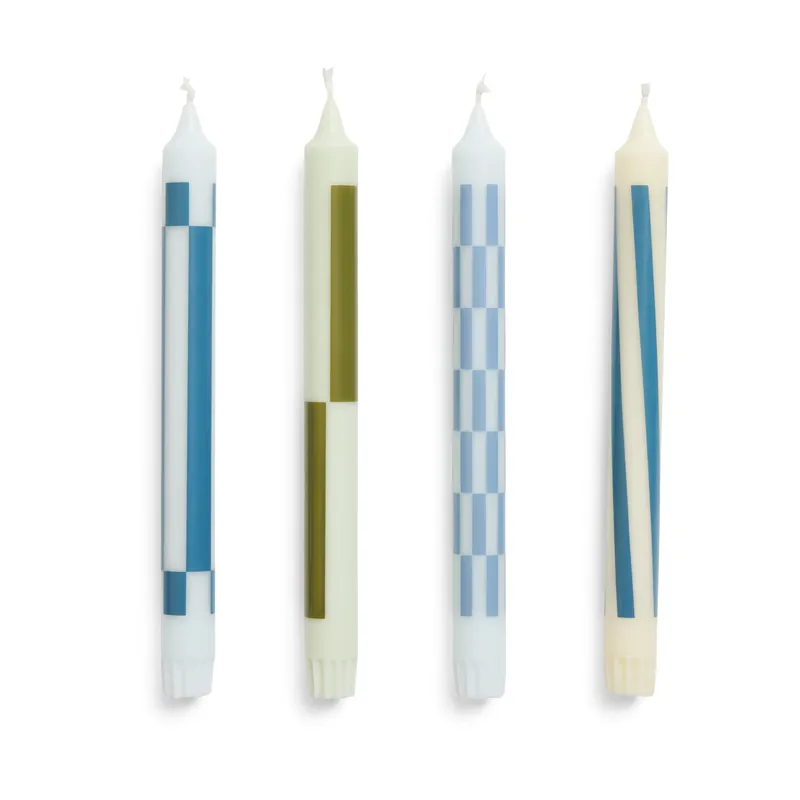 Pattern candle mix 4-pack, Green-blue Wholesale
