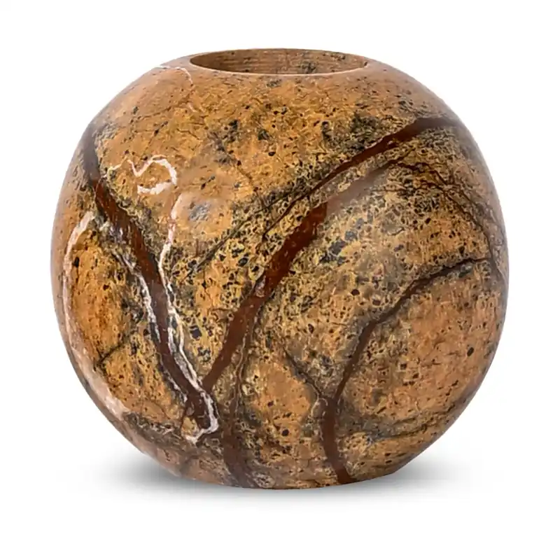 Stone candle holder Ø6 cm, Brown forest marble Next Day Delivery