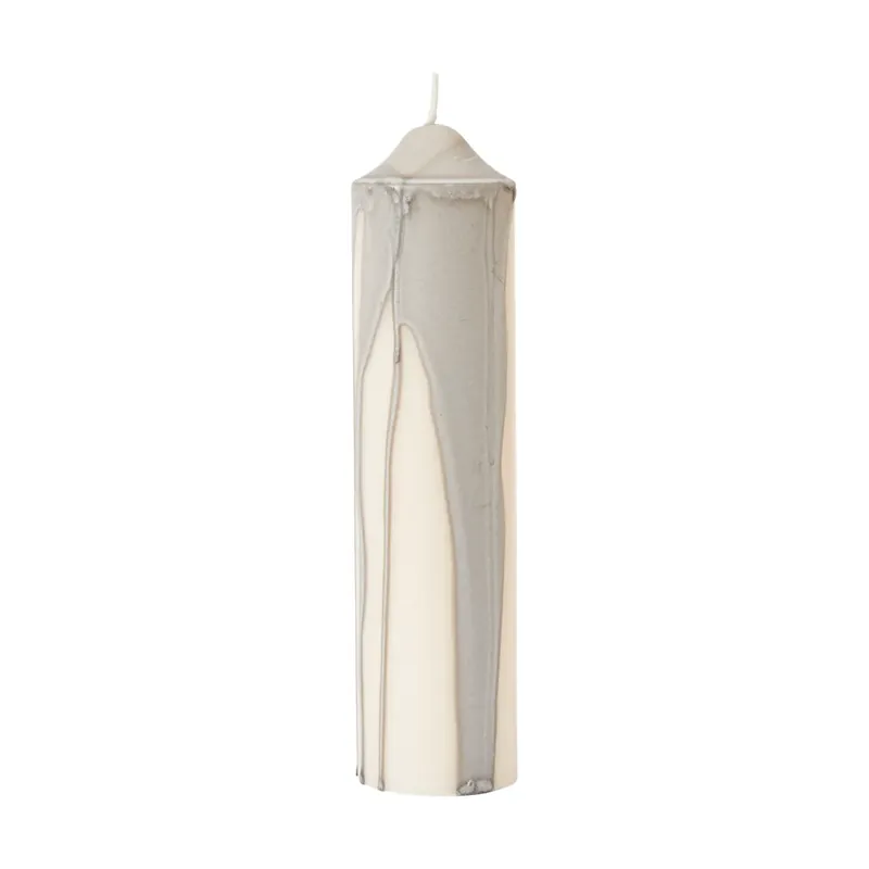 Drip pillar candle, Beige, 20 cm Seasonal Sale