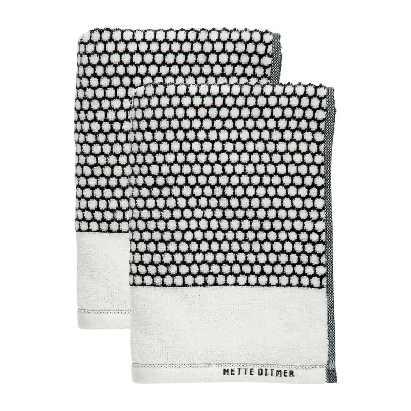 Fresh Stock Grid guest towel 38x60 cm 2 pack, Black-off white