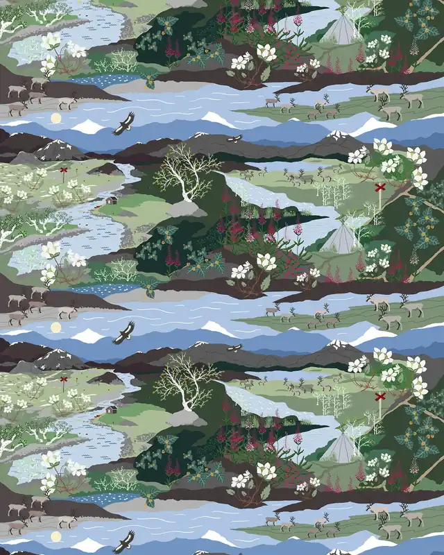 Big Sale Fjällvandring fabric, Blue-green