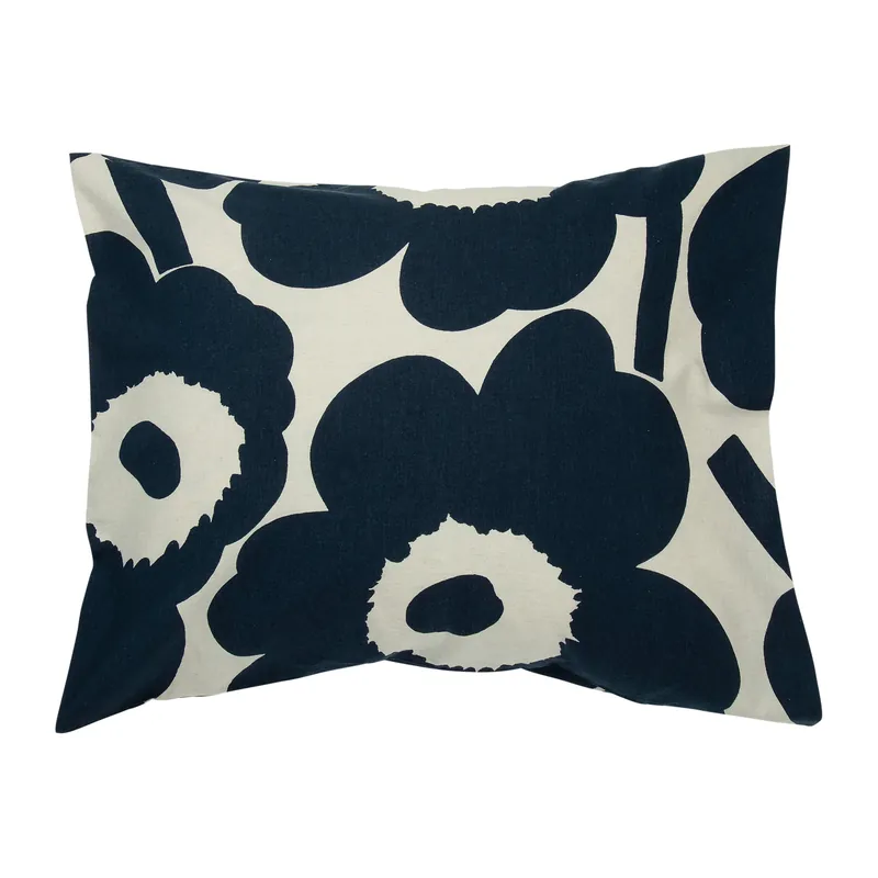 Unikko pillowcase cotton-linen 50x60 cm, natural white-dark blue Budget