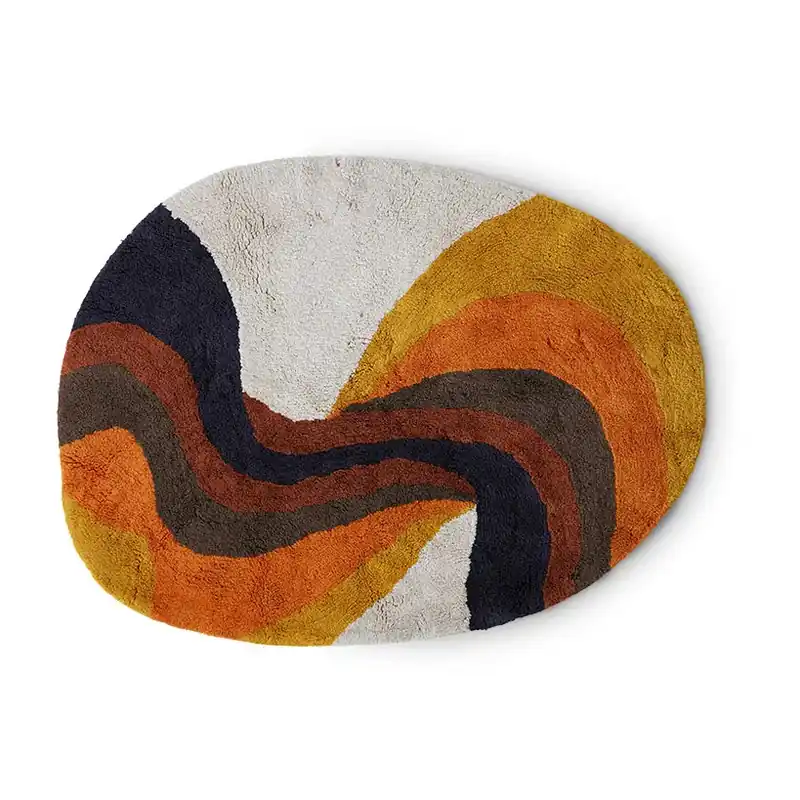 Retro swirl bathroom mat 90x120 cm, Retro multicolours In Demand