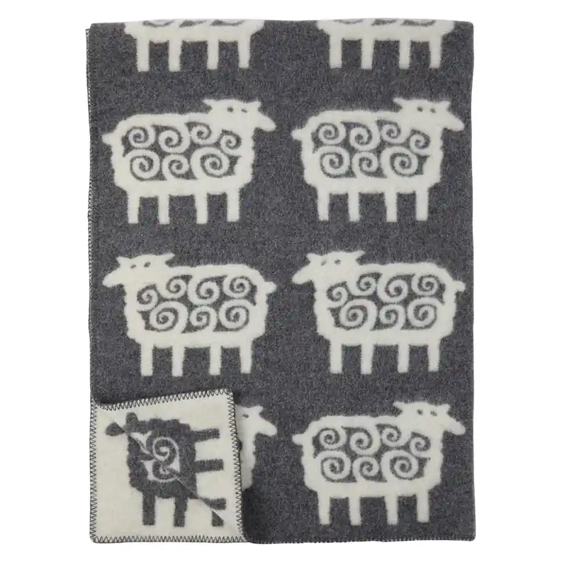 Weekend Sale Sheep wool blanket, grey 130x180 cm