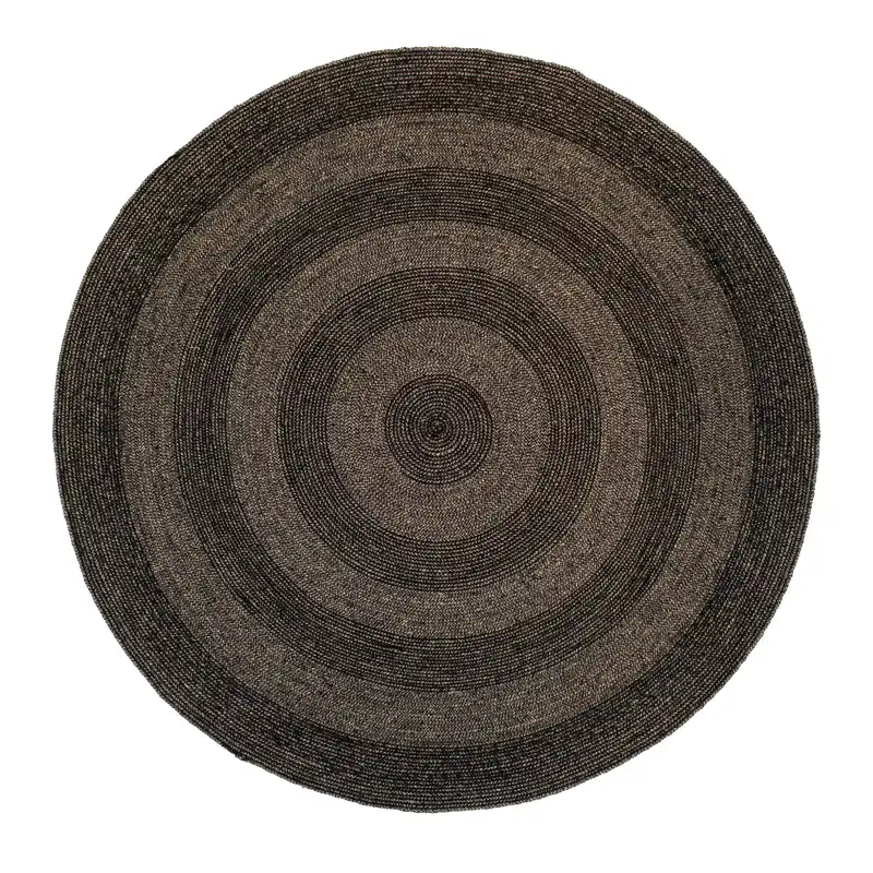 Luxury Ella jute rug Ø150 cm, Black-nature