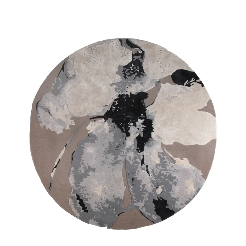 Floreo rug Ø200 cm, White-grey Big Sale