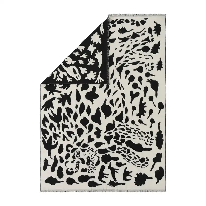 Oiva Toikka Cheetah wool throw 130x180 cm, Black-white Mega Sale