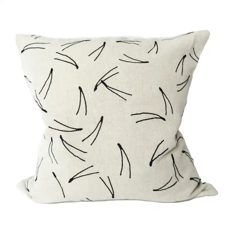 Barr pillowcase embroidered 48x48 cm, Natural-black Limited Offer