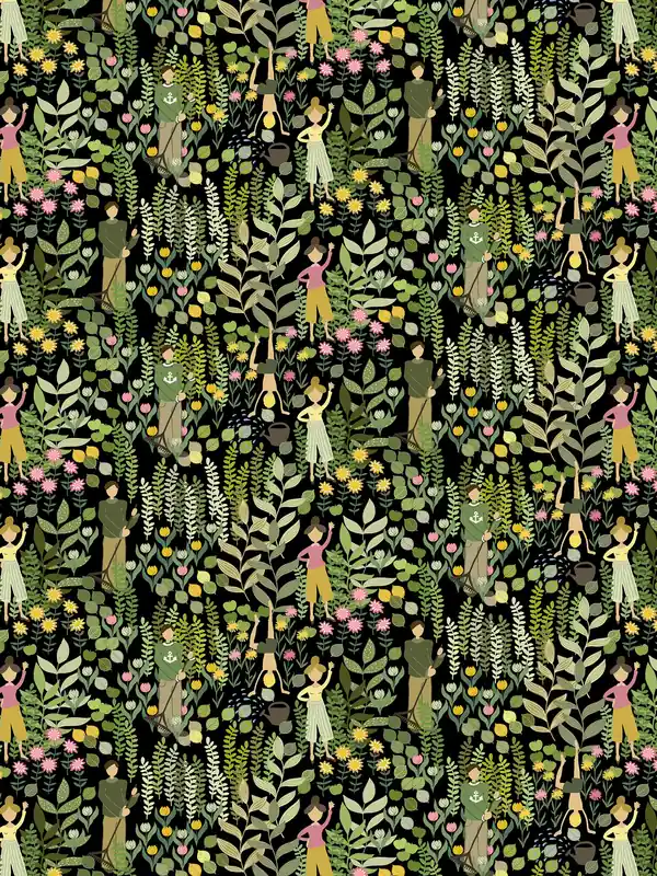 Trädgård fabric, black-multi Buy Today