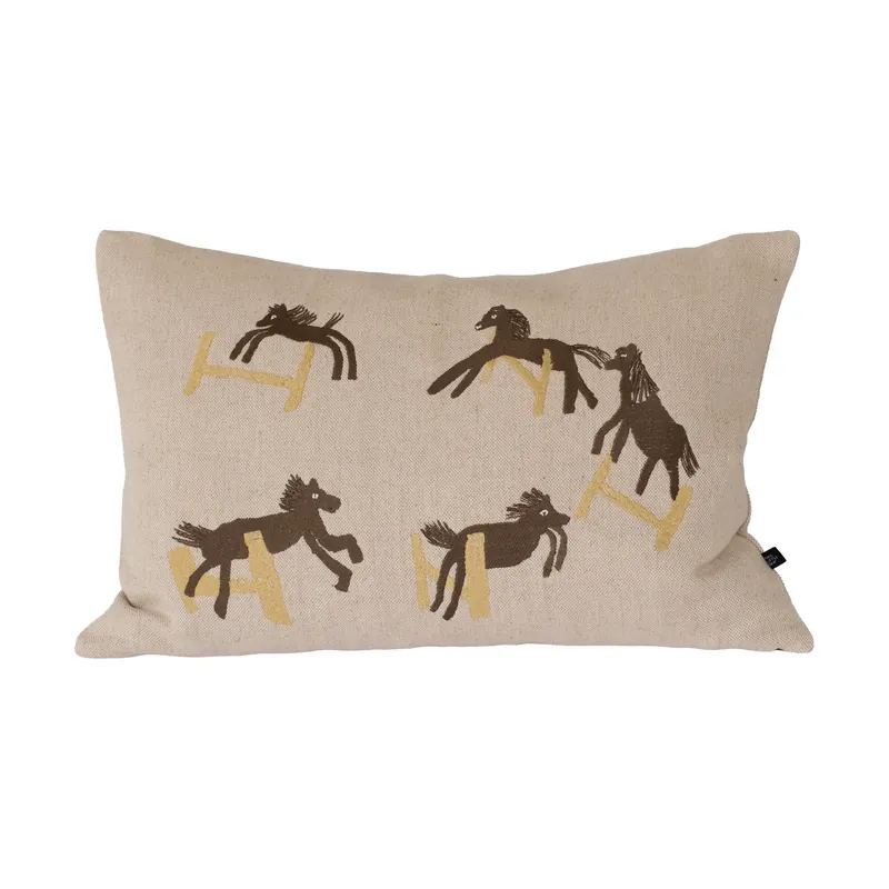 Jumping horse cushion cover 38x58 cm, Natural Mega Sale