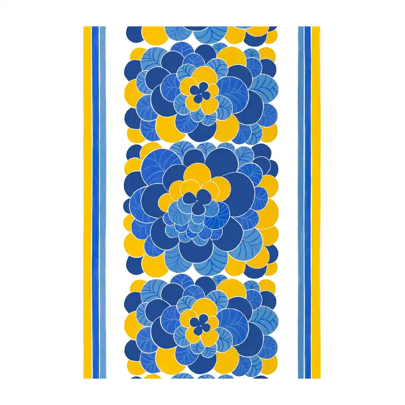 Handmade Cirrus fabric, Blue-yellow