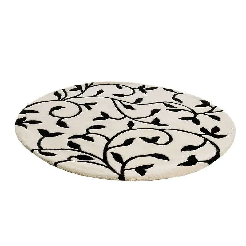 Luxury Grow rug white-black round, Ø180 cm
