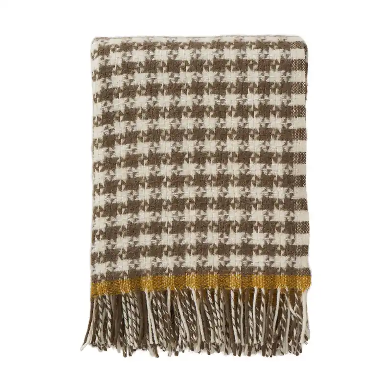 Save Now Dogtooth wool throw 130x200 cm, Grey-yellow