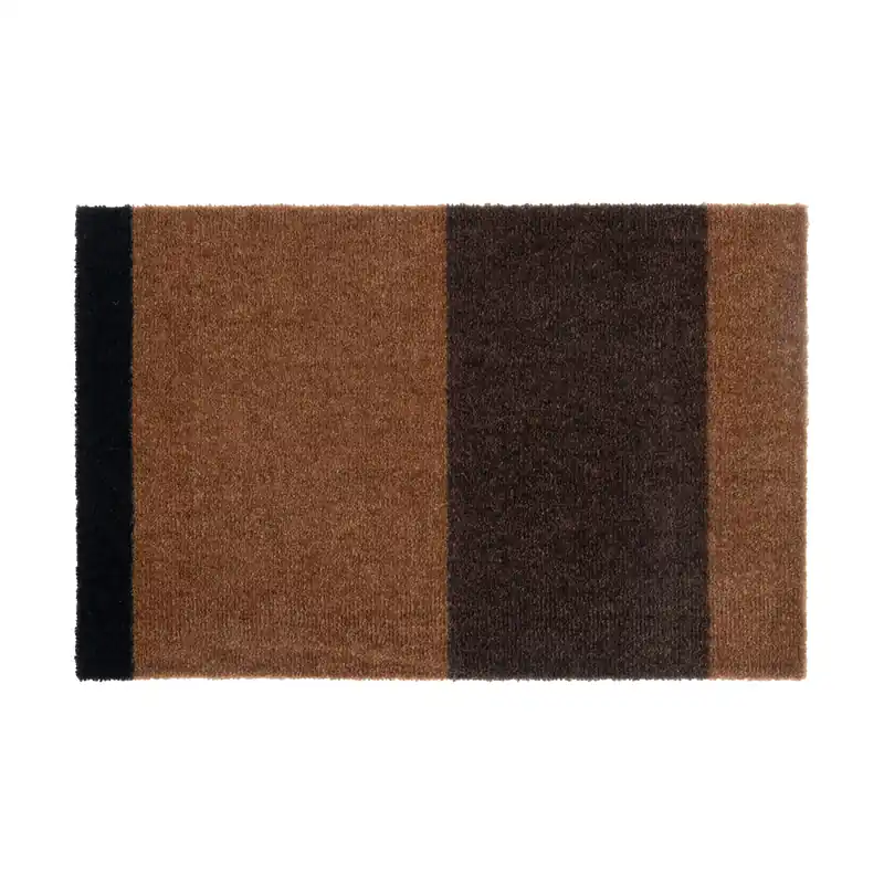 Stripes doormat horizontal, Cognac-dark brown-black, 60x90 cm Money Back Guarantee