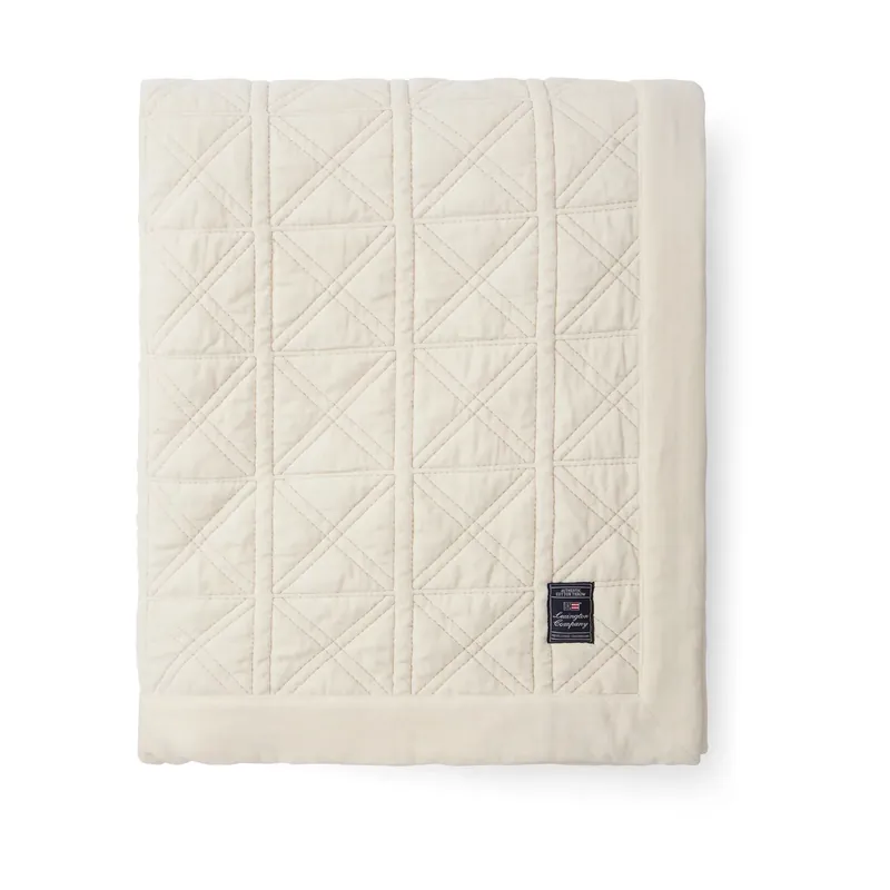 Quilted organic cotton velvet bedspread 260x240 cm, White Get Yours