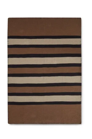 Striped Knitted Cotton throw 130x170 cm, Brown-beige-dark gray Hot Deal