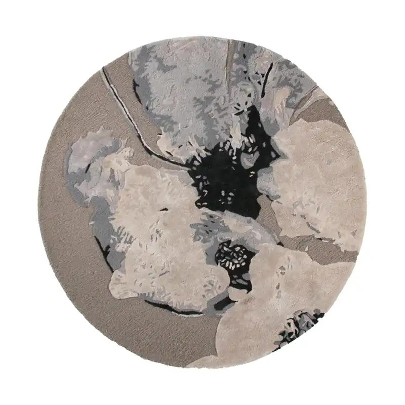 Worldwide Shipping Floreo rug Ø130 cm, Gray-white.