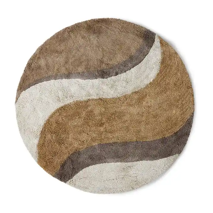 Natural Waves Bathroom Mat Ø120 cm, Natural multicolours Worldwide Shipping